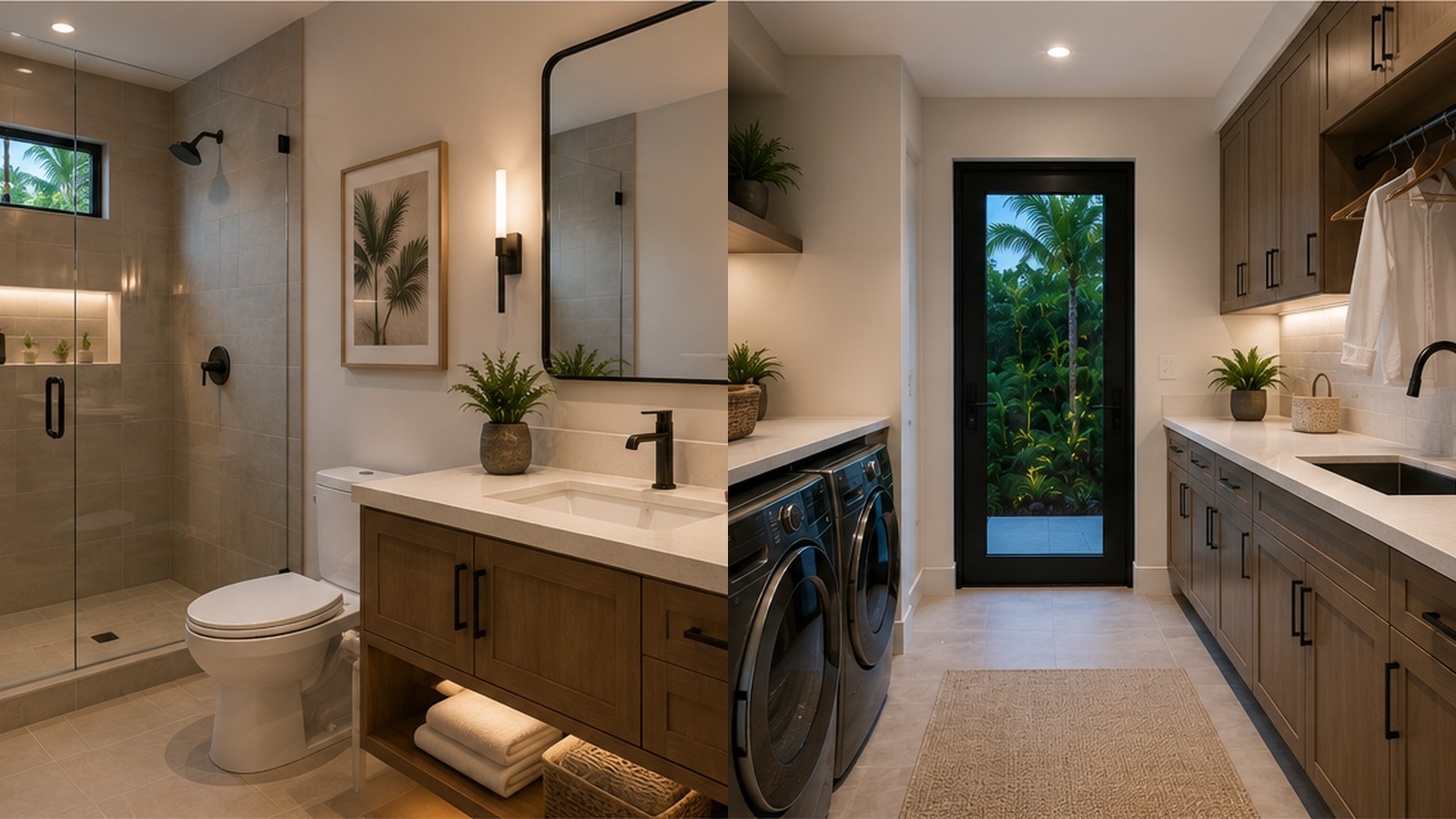 Guest Bath & Laundry concept rendering